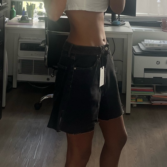 We Wore What BahBah black high rise denim shorts - Picture 4 of 8